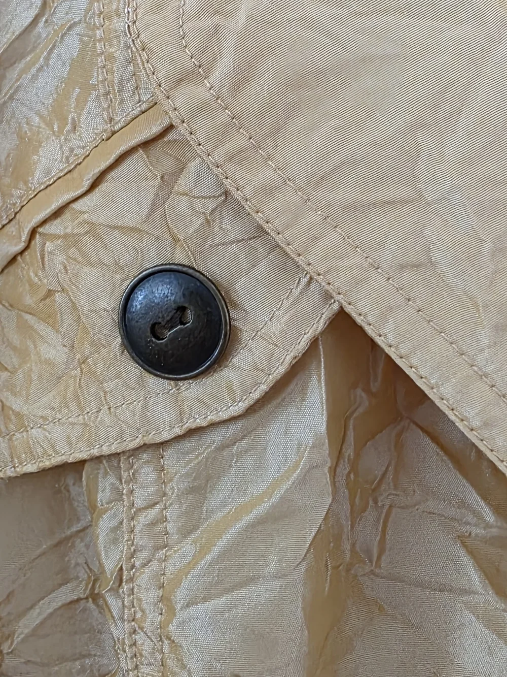Chico's Textured Crinkled Blazer Gold Tan Button Up Size 3 (XL)